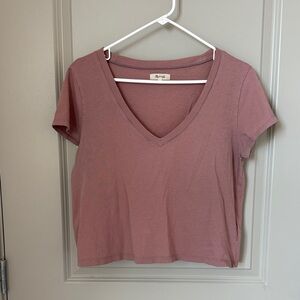 Madewell Women's Mauve V-Neck Top (S)